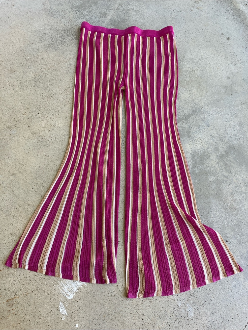 Future Collective X Jenny K. Lopez Striped Knit Bell Bottom Pants, XL